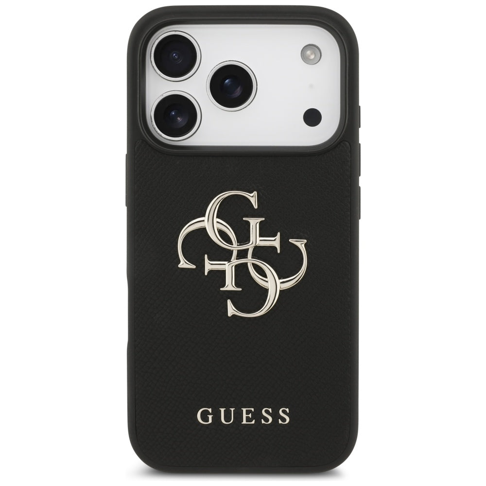 Guess iPhone 17 Pro - Grained Big 4G and Classic Logo - Σκληρή Θήκη με Επένδυση από Οικολογικό Δέρμα - Black - GUHCP17LPGT4MBK