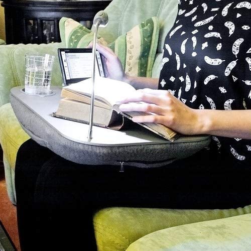 Relaxdays Μαξιλάρι για Laptop / Τάμπλετ με Βάση για Ποτήρι και Θήκη για Στυλό - Grey - 4052025125691