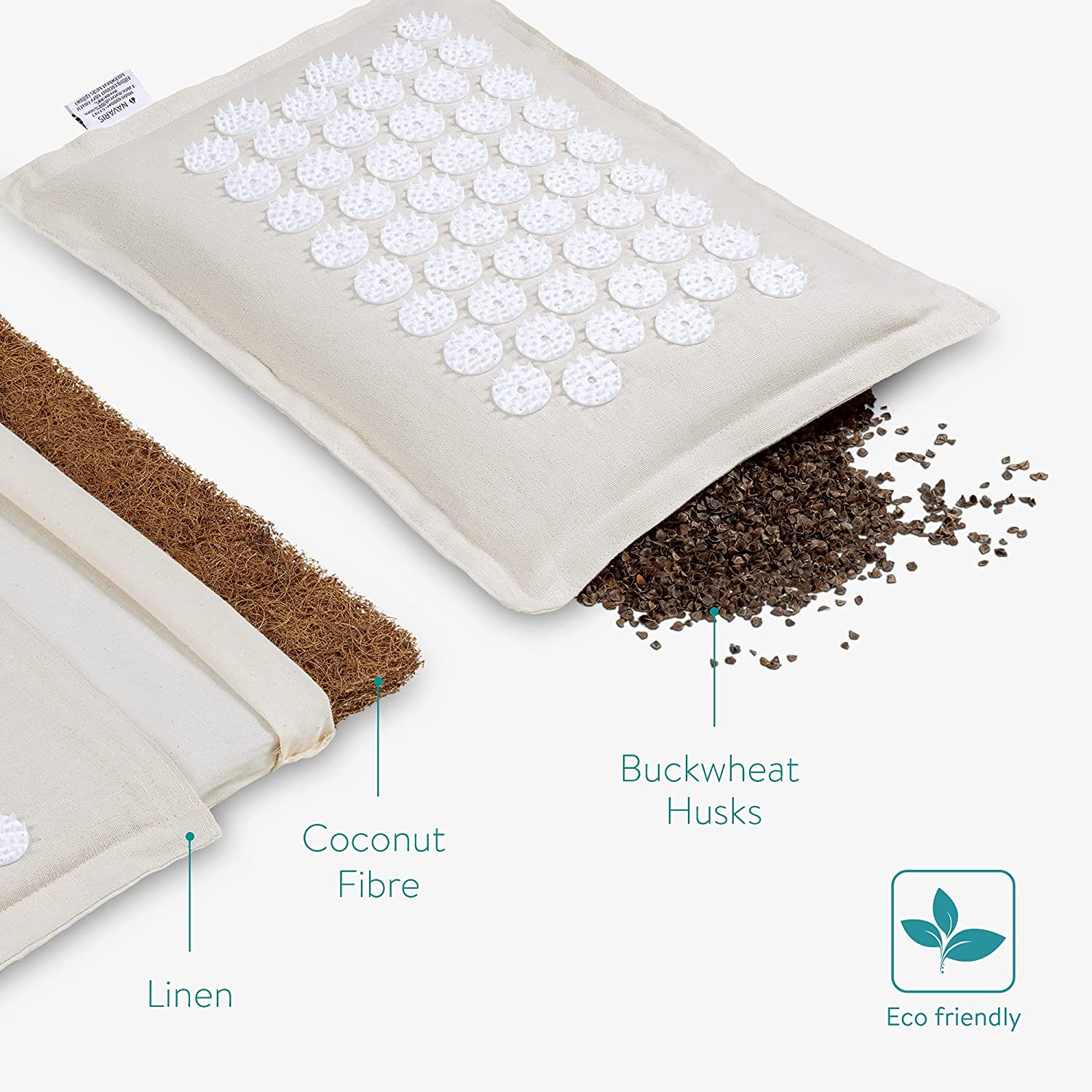 Navaris Eco-Friendly Σετ με Χαλάκι και Μαξιλάρι Μασάζ - White / Beige - 51747.11.02