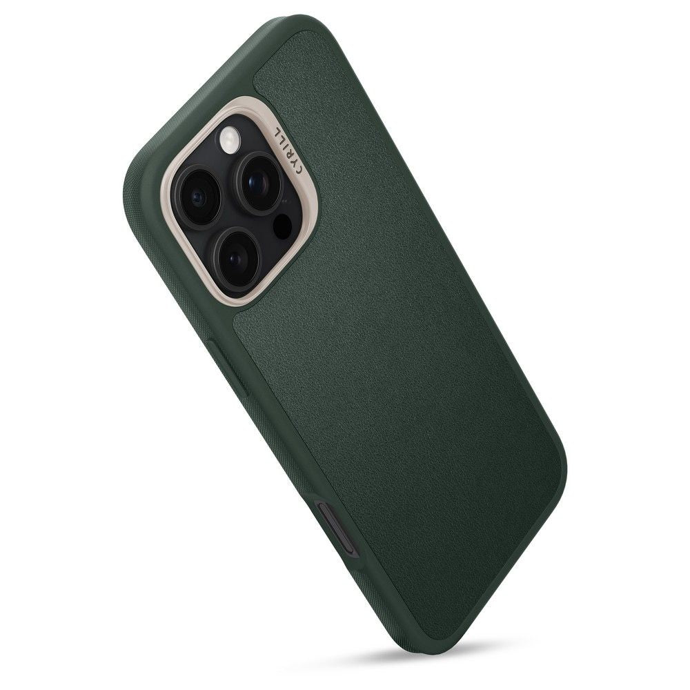 Spigen Cyrill iPhone 16 Pro Kajuk Mag Θήκη με Επένδυση Συνθετικού Δέρματος και MagSafe - Forest Green