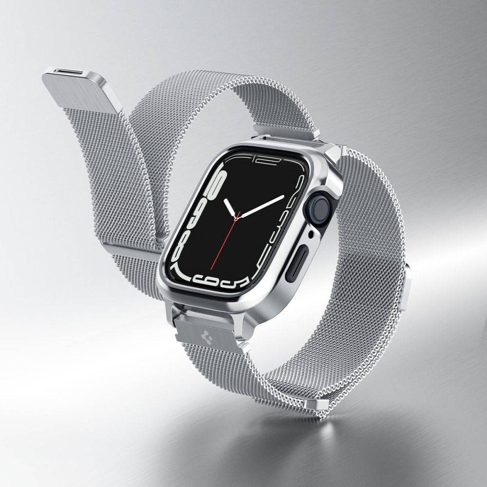 Spigen Λουράκι Apple Watch 7 / 8 / 9 - 45 mm Metal Fit Prowith Protective Case με Θήκη Προστασίας - Silver