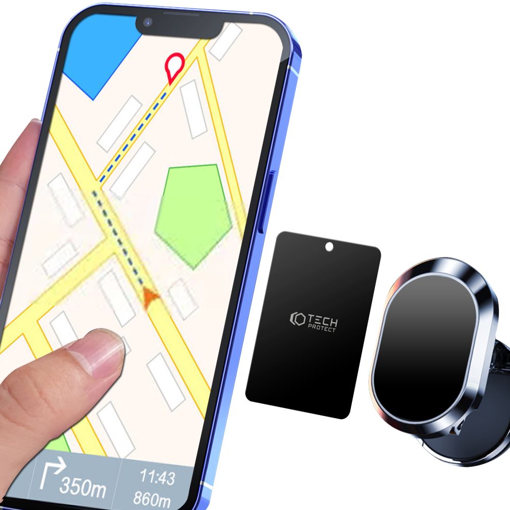 Tech-Protect MetalPlate - Σετ με 4 Μεταλλικές Πλακέτες με Αυτοκόλλητο για Μαγνητικές Βάσεις Αυτοκινήτου - Black