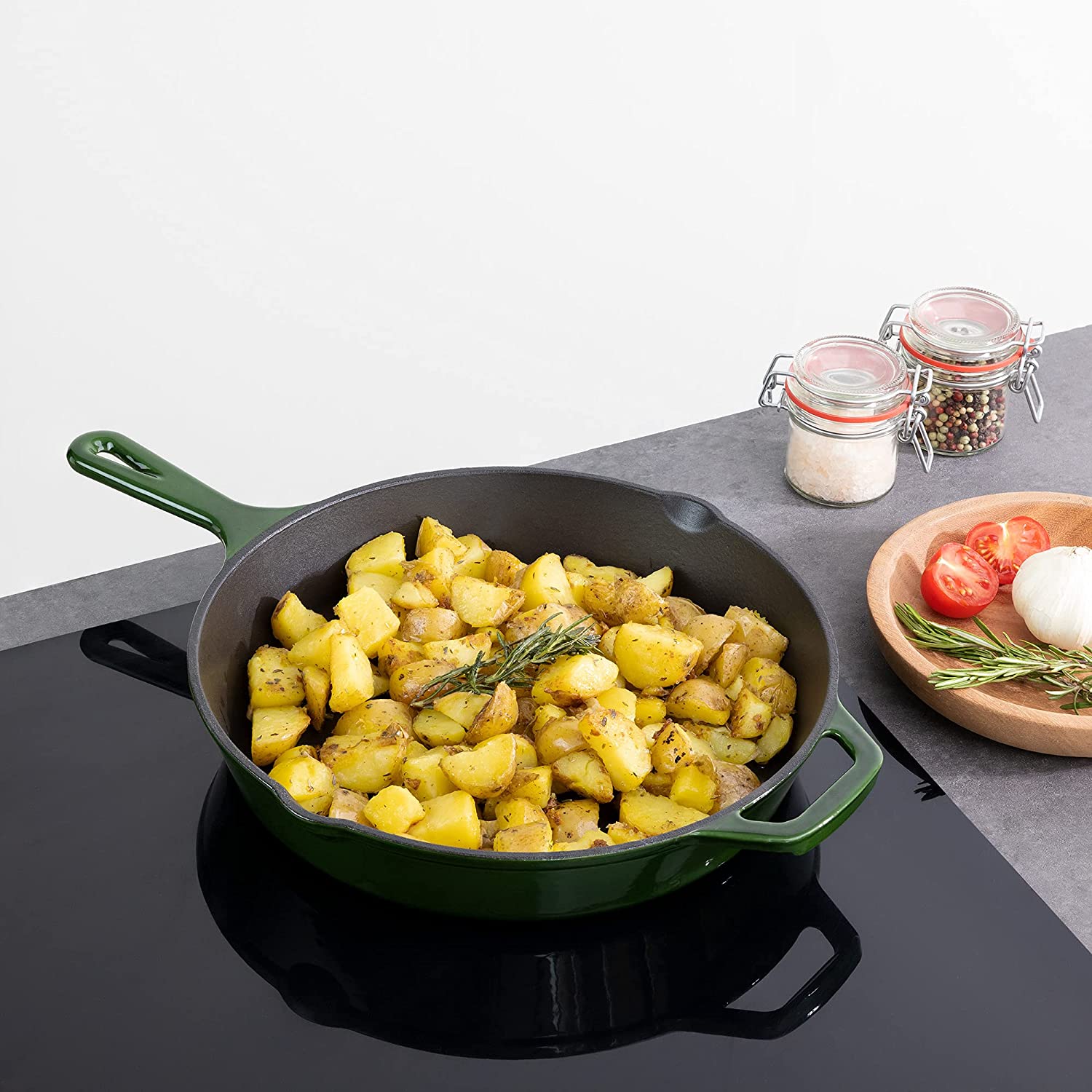 Navaris Μαντεμένιο Τηγάνι - 30cm - Dark Green - 53784.02