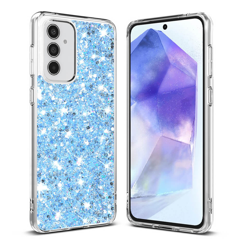 Techsuit Samsung Galaxy A55 5G - Sparkly Glitter - Σκληρή Θήκη με Πλαίσιο Σιλικόνης - Blue