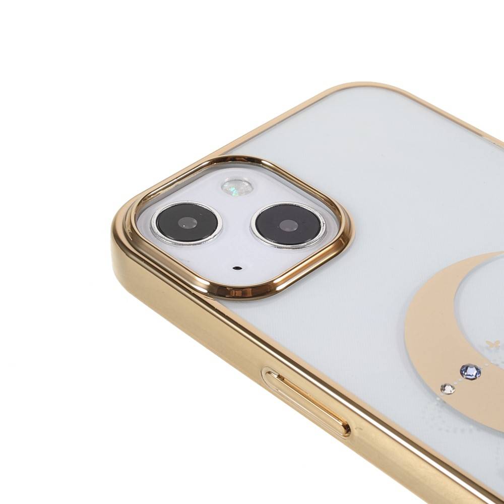 Kingxbar iPhone 13 Pro Moon Series Σκληρή Θήκη με Swarovski Crystals - Flower - Gold - Διάφανη