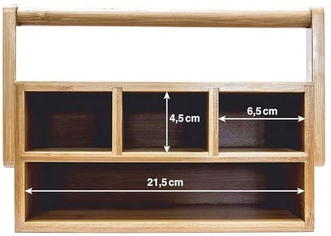 Relaxdays Ξύλινη Βάση Οργάνωσης Γραφείου από Bamboo με 4 Διαμερίσματα - Brown - 4052025188801