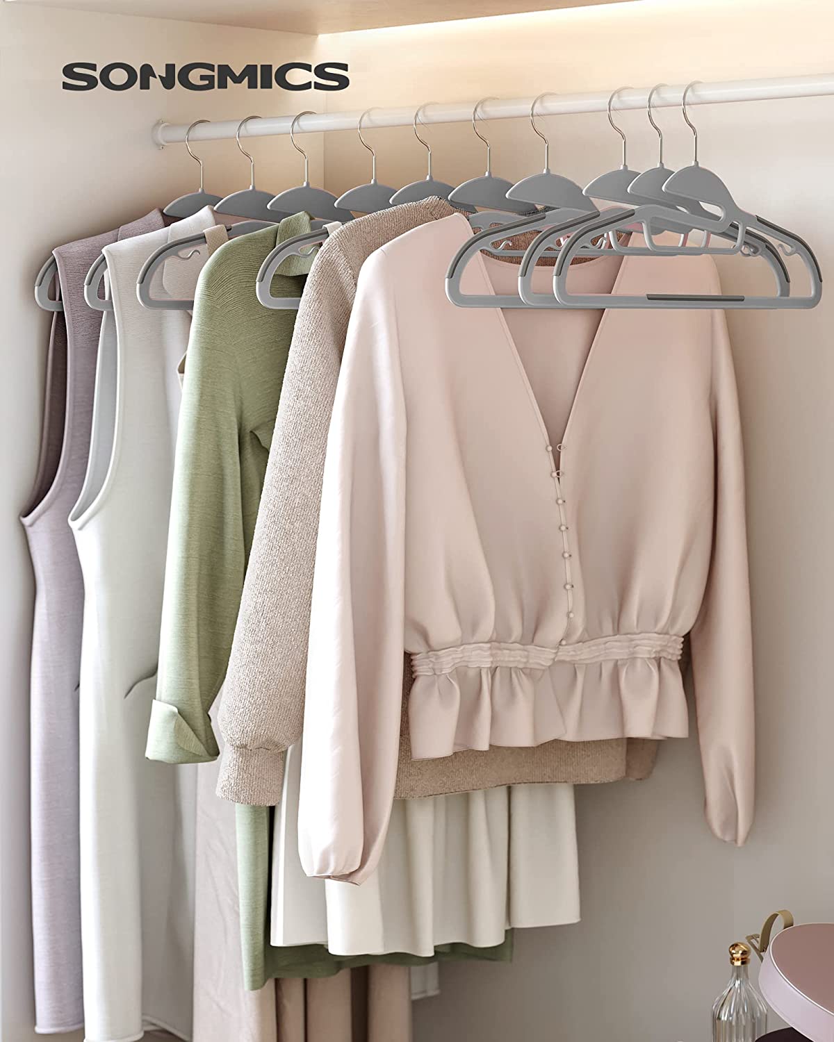 Songmics Σετ με 20 Πλαστικές Αντιολισθητικές Κρεμάστρες Ρούχων - Light Grey / Dark Grey - CRP41G