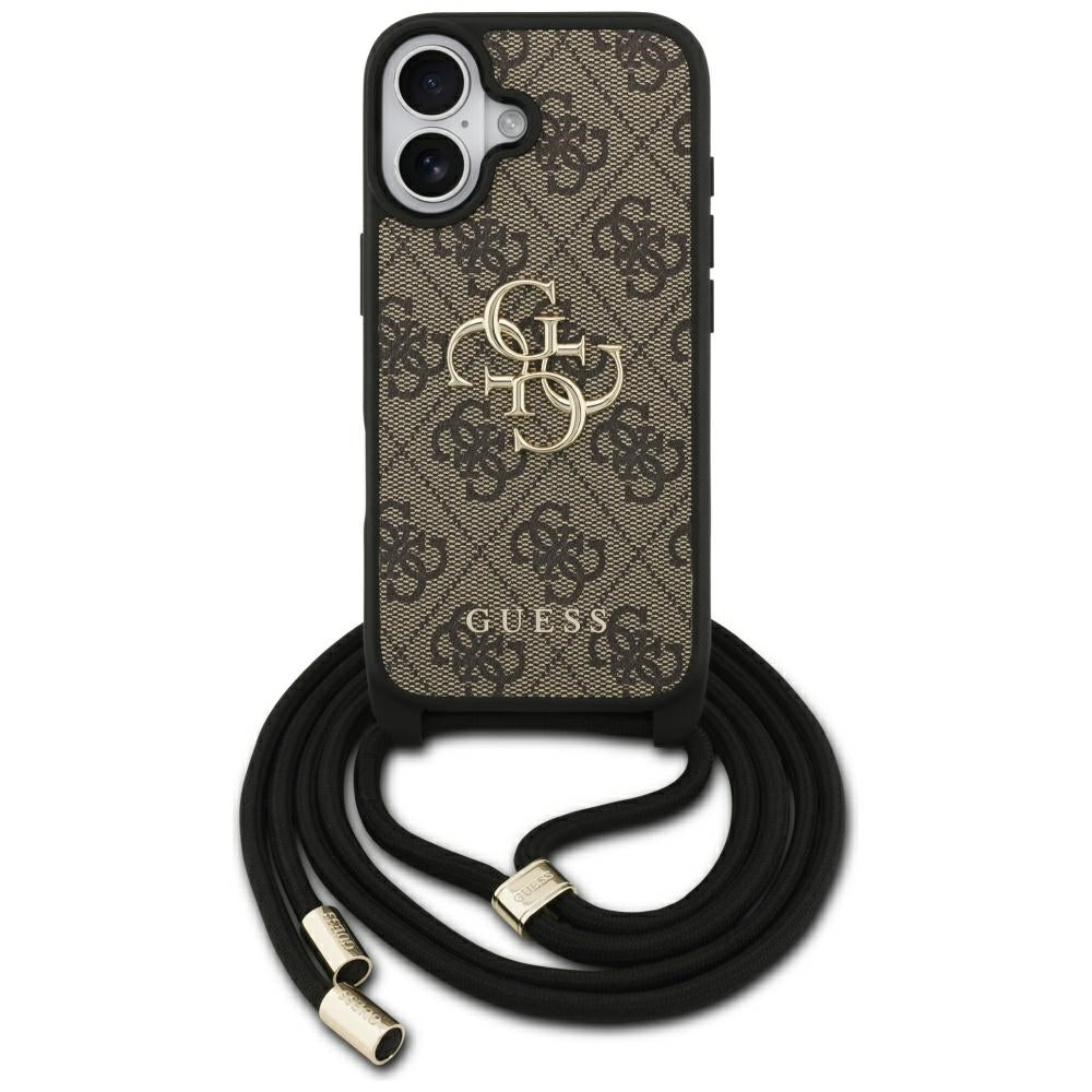 Guess iPhone 17 - 4G Big Logo Cord Stap Crossbody - Θήκη με Επένδυση Συνθετικού Δέρματος και Λουράκι - Brown - GUHCP17SP4GMGCRW