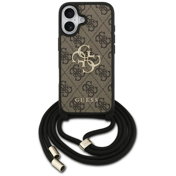 Guess iPhone 17 - 4G Big Logo Cord Stap Crossbody - Θήκη με Επένδυση Συνθετικού Δέρματος και Λουράκι - Brown - GUHCP17SP4GMGCRW - likebrands.gr