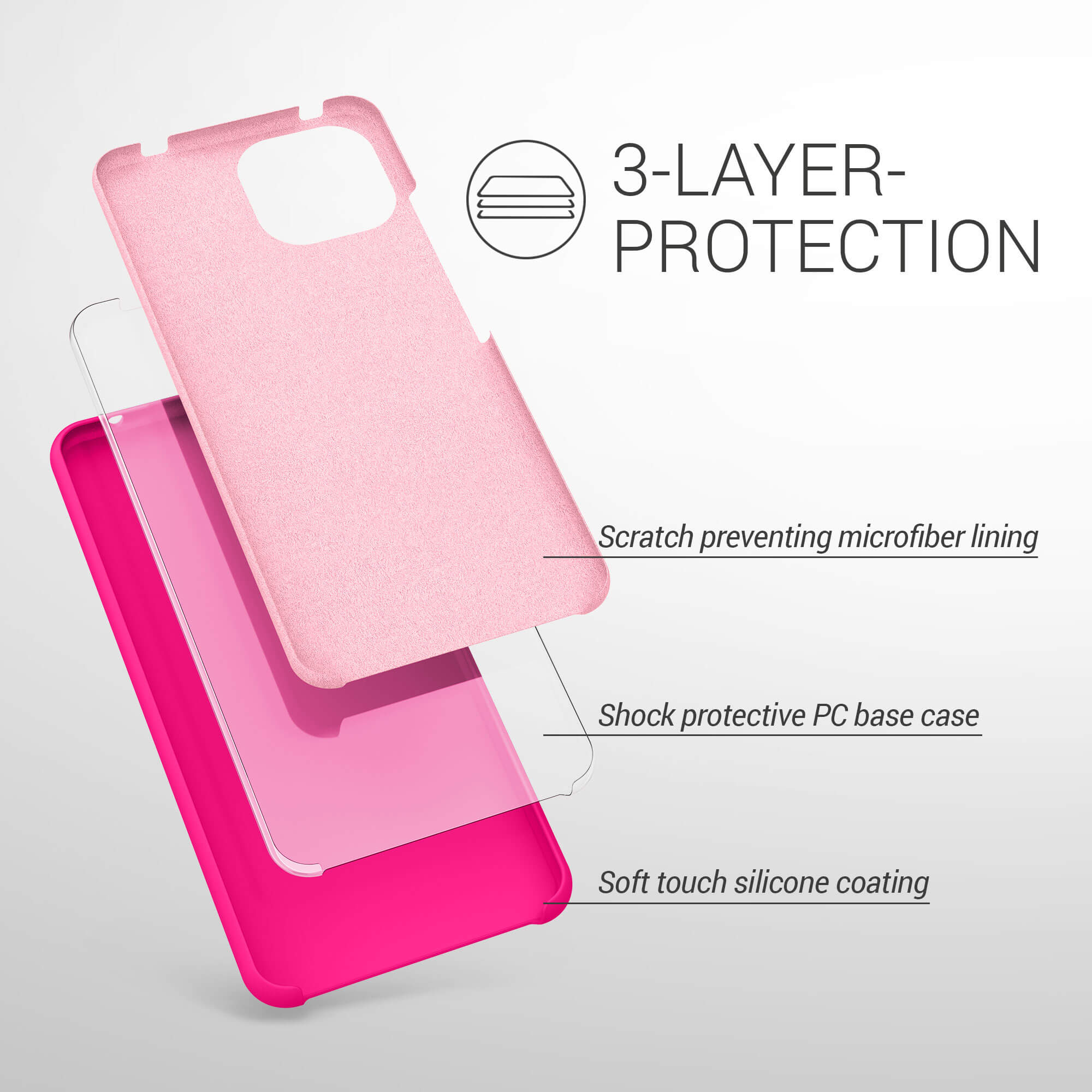KW Xiaomi Mi 11 Lite / Mi 11 Lite 5G Θήκη Σιλικόνης Rubber TPU - Neon Pink - 54730.77