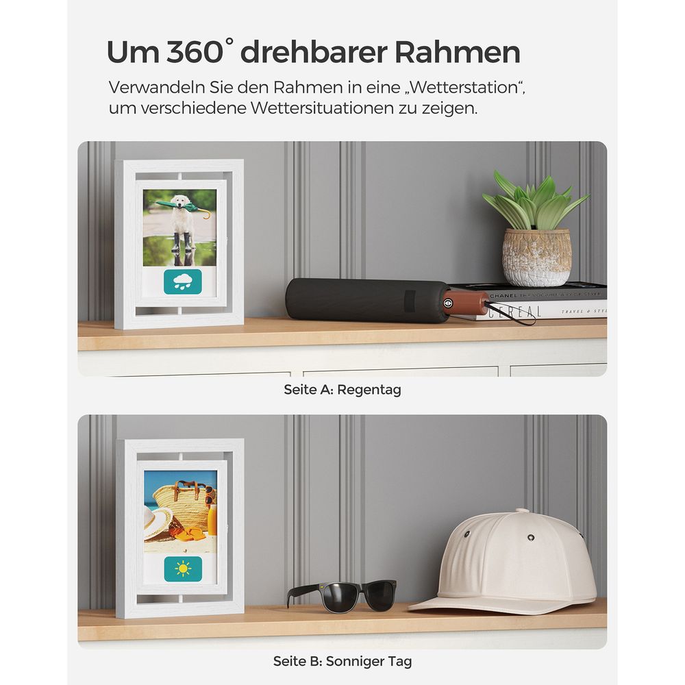 Songmics Σετ 2 Περιστρεφόμενων Κορνιζών για Φωτογραφίες - White - RPF258W01