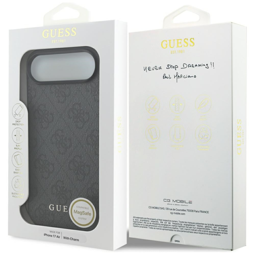 Guess iPhone Air - 4G Charms Collection MagSafe - Θήκη με Επένδυση Συνθετικού Δέρματος - Black - GUHMP17MGF4GCK