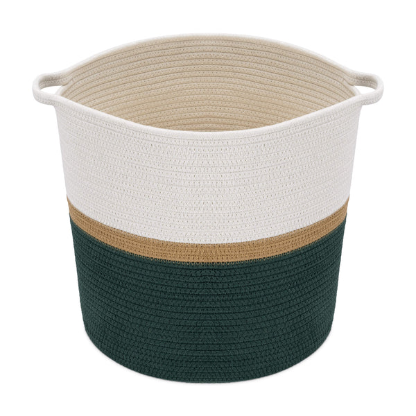 Navaris Βαμβακερό Καλάθι Αποθήκευσης - Dark Green / Natural / Cream - 55377.3.80
