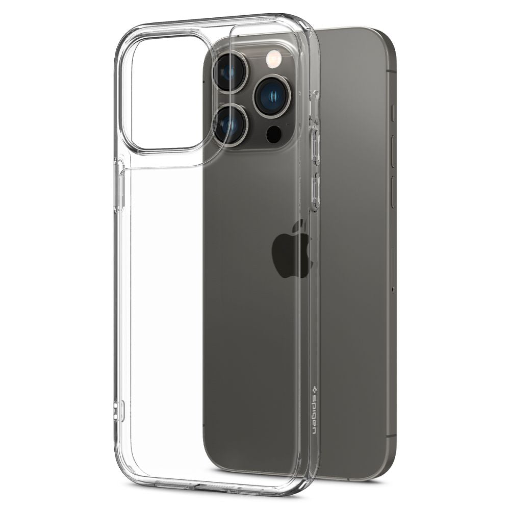 Spigen iPhone 14 Pro Max Quartz Hybrid Θήκη με Πλαίσιο Σιλικόνης και Όψη Γυαλιού Tempered Glass - Crystal Clear