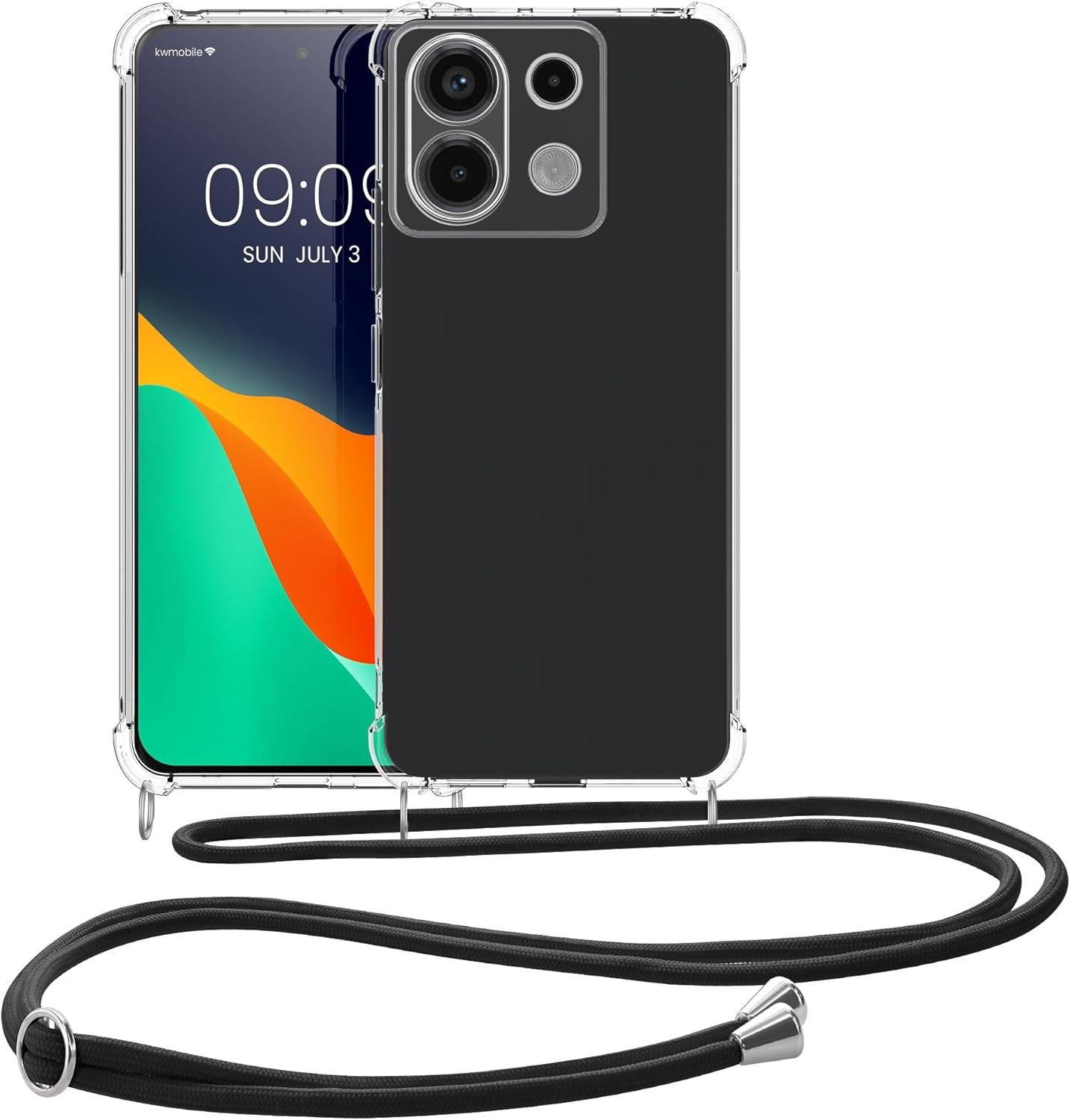 KW Xiaomi Redmi Note 13 Pro 5G / Poco X6 5G Θήκη Σιλικόνης TPU με Λουράκι - Διάφανη / Black