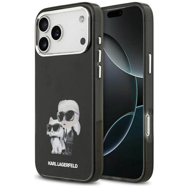 Karl Lagerfeld iPhone 17 Pro Max - IML Aquarelle Karl / Choupette and Logo MagSafe - Σκληρή Θήκη με Πλαίσιο Σιλικόνης - Black - KLHMP17XHMKCAQOK