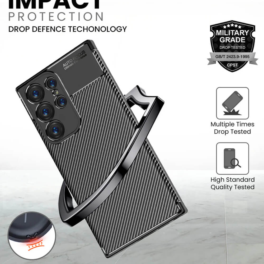 Techsuit Samsung Galaxy S25 Ultra - CarbonFiber - Θήκη Σιλικόνης - Black