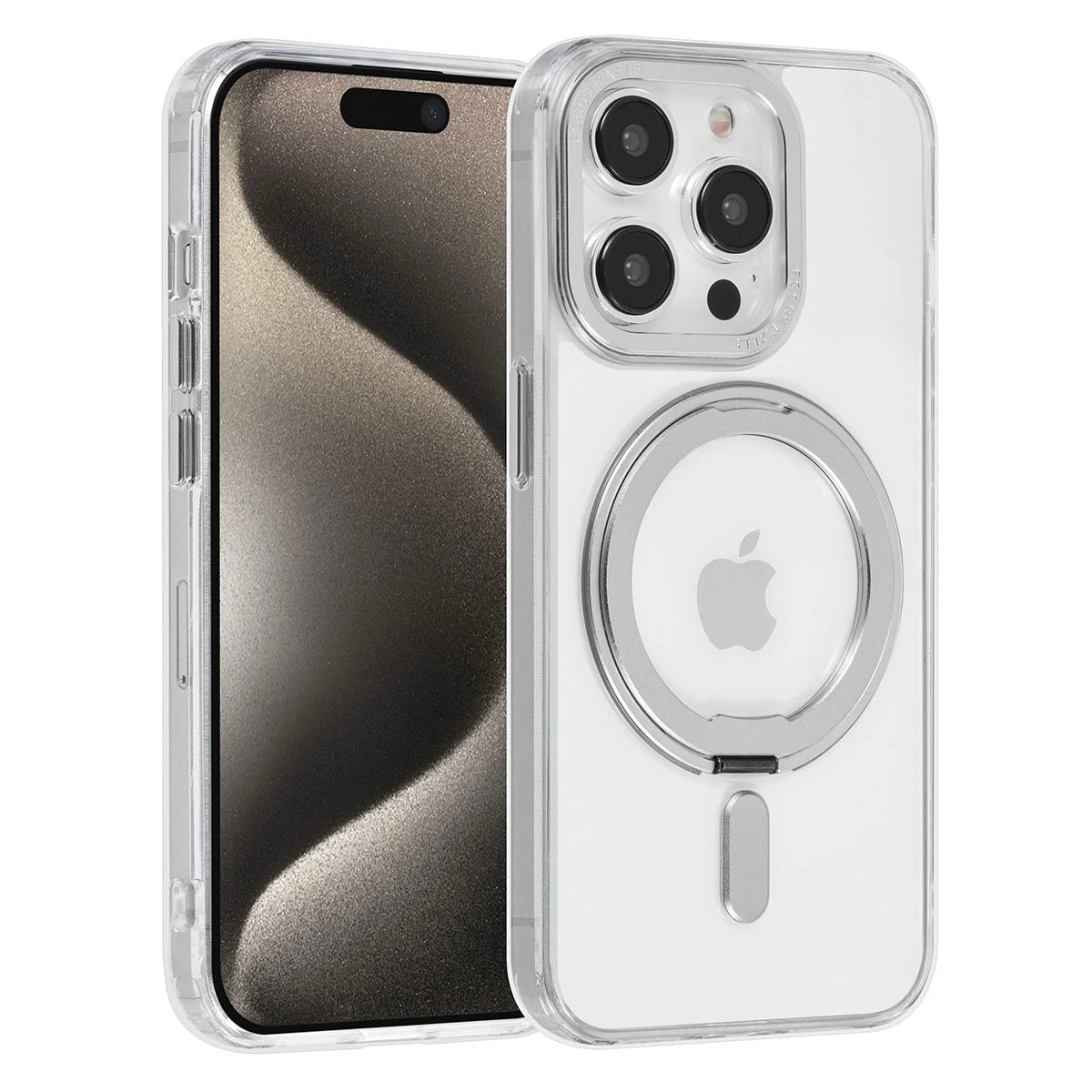 Tuniq iPhone 15 Pro - Σκληρή MagSafe Θήκη με Περιστρεφόμενο Δαχτυλίδι Συγκράτησης - Διάφανη