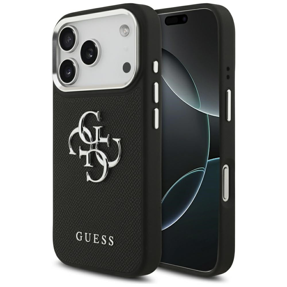 Guess iPhone 17 Pro - Grained Big 4G Classic Logo - Σκληρή Θήκη με Επένδυση από Οικολογικό Δέρμα - Black - GUHCP17LPG4SMCEK