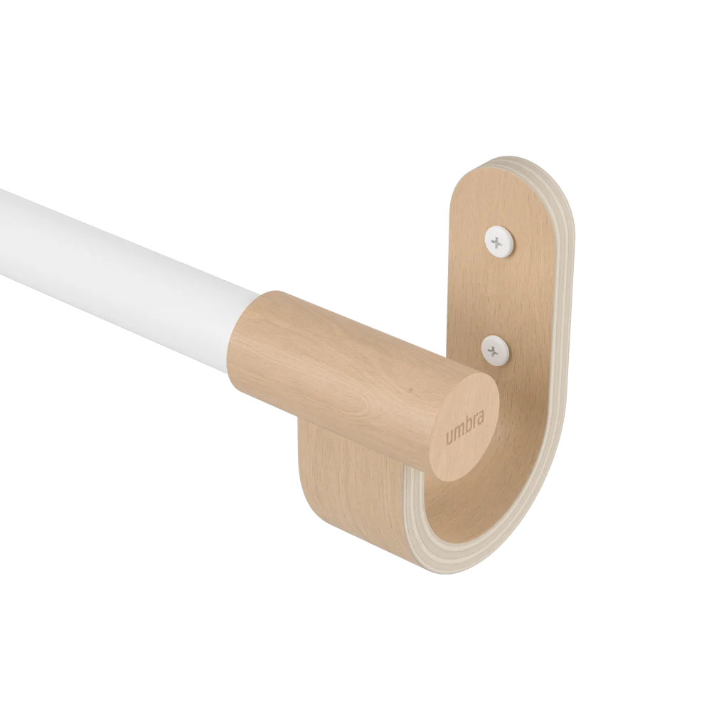 Umbra Bellwood Μεταλλικό Κουρτινόξυλο με Ξύλινα Τελειώματα - White / Natural