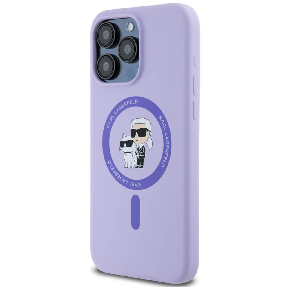 Karl Lagerfeld iPhone 15 Pro Max - Silicone Karl and Choupette Heads - Θήκη Σιλικόνης με MagSafe - Purple - KLHMP15XSCMKCRHU