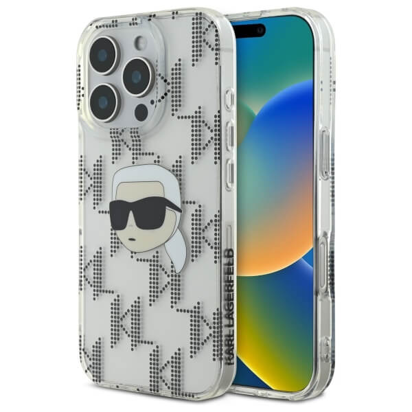 Karl Lagerfeld iPhone 16 Pro - IML Karl Head Electroplated - Σκληρή Θήκη με Πλαίσιο Σιλικόνης - Διάφανη - KLHCP16LHKLPKHT