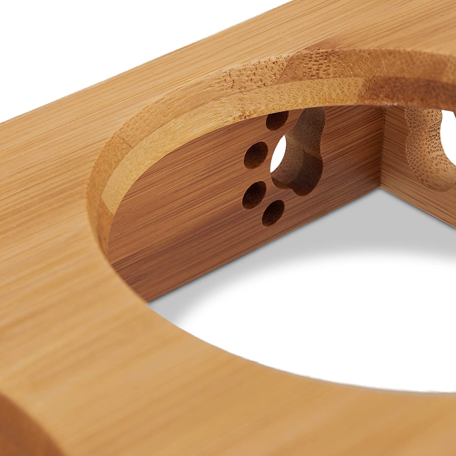 Relaxdays Σετ με 2 Κεραμικά Μπολ σε Βάση από Μπαμπού για Κατοικίδια - 180 ml - Natural - 4052025916114