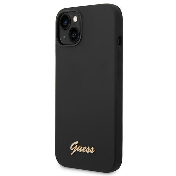 Guess iPhone 14 Silicone Metal Logo Script Θήκη Σιλικόνης - Black - GUHCP14SSLSMK