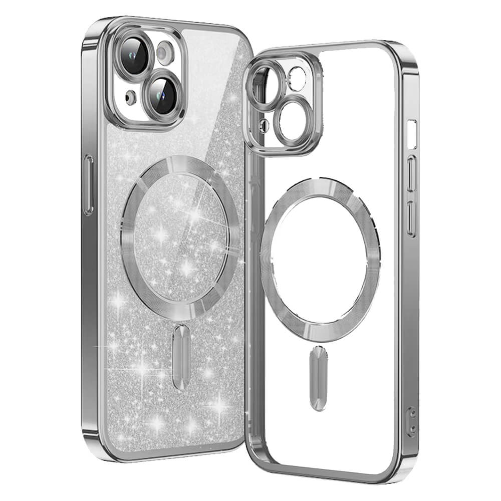 Techsuit iPhone 15 Plus - MagSafe - Luxury Glitter - Θήκη Σιλικόνης - Silver