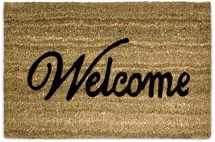 Relaxdays Χαλάκι Πόρτας από Κοκοφοίνικα Design Welcome - 60 x 40 cm - Brown / Black - 4052025139384
