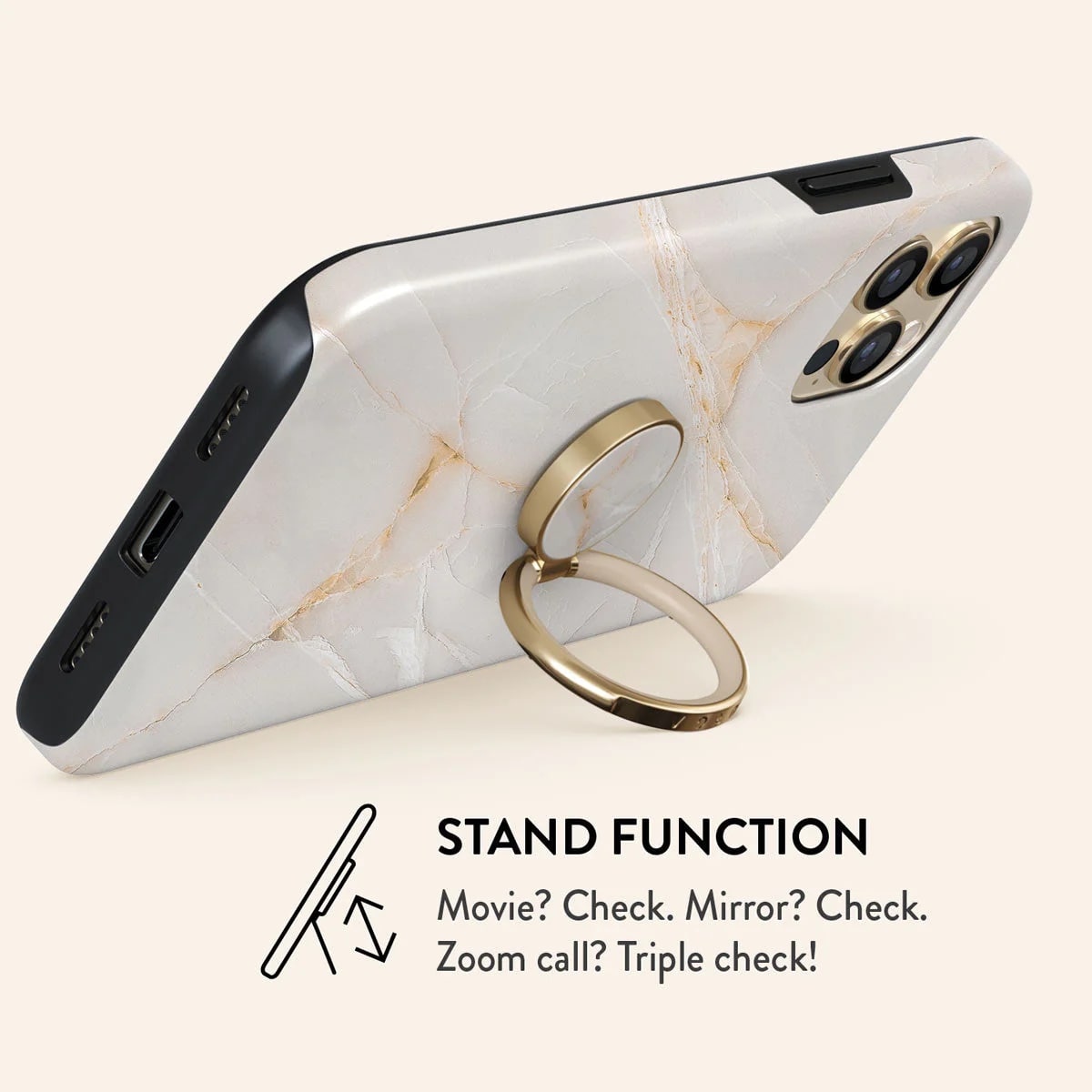 Burga Ring Holder - Δαχτυλίδι Συγκράτησης Κινητού - Βάση Στήριξης - Gold - Vanilla Sand