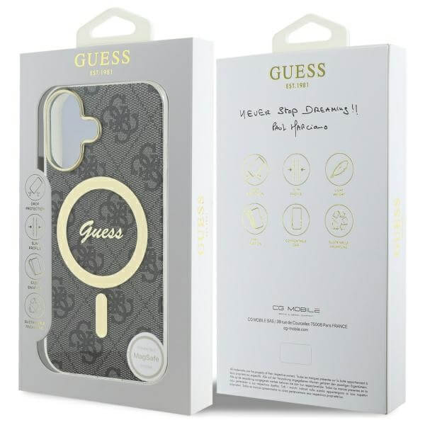 Guess iPhone 16 Plus - IML 4G MagSafe - Σκληρή Θήκη με Πλαίσιο Σιλικόνης - Black - GUHMP16MH4STK