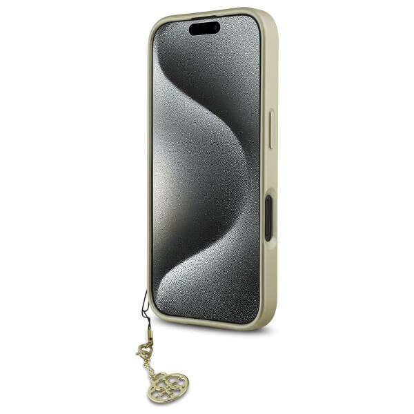 Guess iPhone 16 - 4G Charms Collection - Θήκη με Επένδυση Συνθετικού Δέρματος - Black - GUHCP16SGF4GGR
