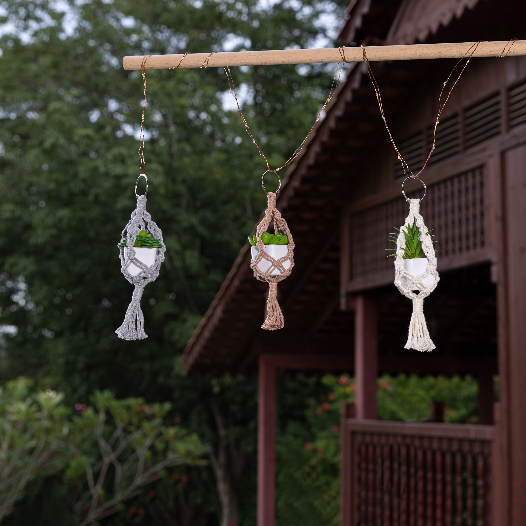 Navaris Σετ με 3 Μίνι Μακραμέ Θήκες για Γλάστρες - Multicolor - 55718.01