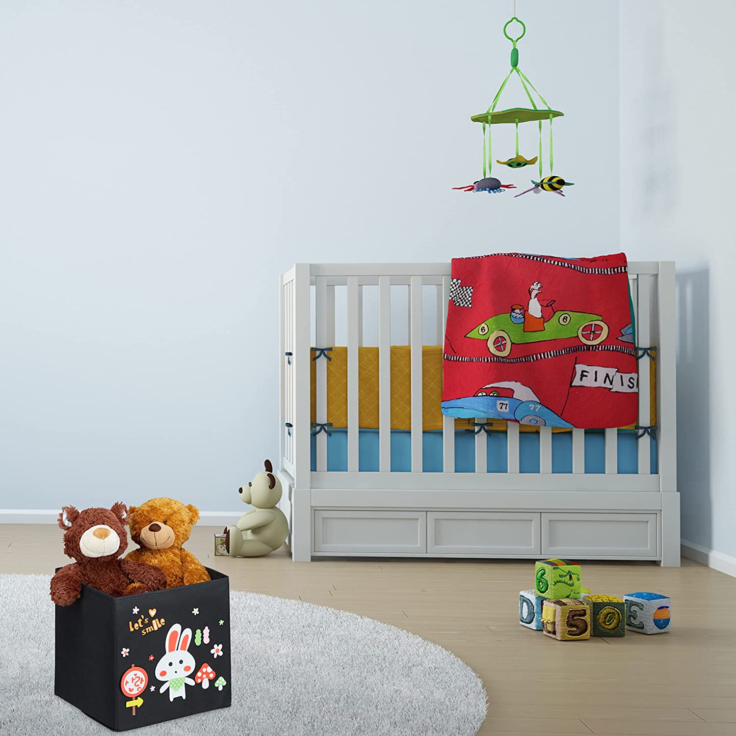 Relaxdays Σετ με 4 Παιδικά DIY Κουτιά Αποθήκευσης Παιχνιδιών - Design B - Black / Multicolor - 4052025905026