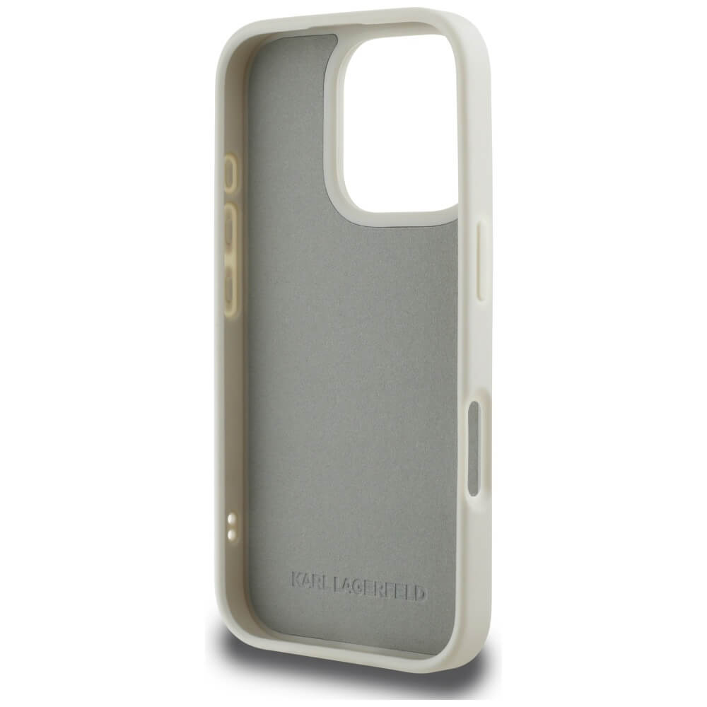 Karl Lagerfeld iPhone 16 Pro Max - HC 3D Rubber Double Heads - Σκληρή Θήκη με Πλαίσιο Σιλικόνης - Beige - KLHCP16XRBCKCHLE