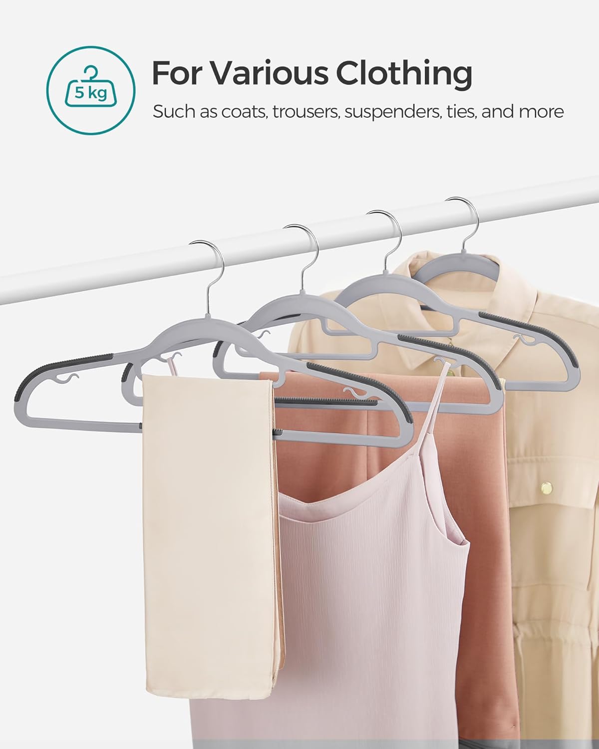 Songmics Σετ με 50 Πλαστικές Αντιολισθητικές Κρεμάστρες Ρούχων - Light Grey / Dark Grey - CRP20G50