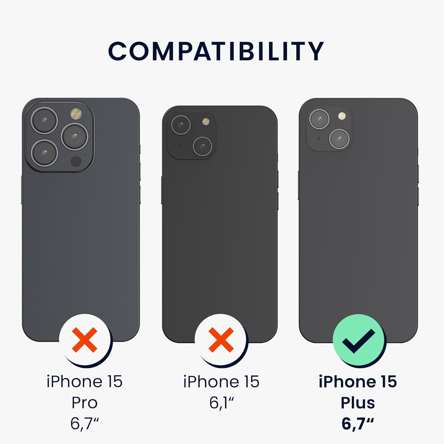 KW iPhone 15 Plus Θήκη Σιλικόνης TPU με Λουράκι - Διάφανη / Black - 62034.01