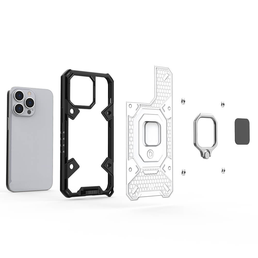Techsuit iPhone 13 Pro Honeycomb Armor Σκληρή Θήκη με Πλαίσιο Σιλικόνης και Δαχτυλίδι Συγκράτησης - Blue