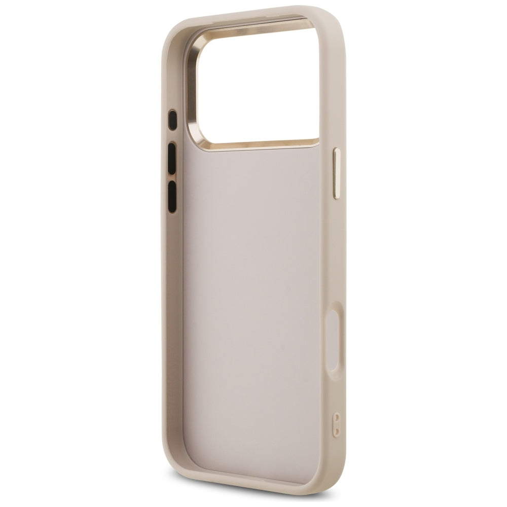 Guess iPhone 17 Pro Max - 4G Big 4G Classic Logo - Σκληρή Θήκη με Πλαίσιο Σιλικόνης και Επένδυση από Οικολογικό Δέρμα - Pink / Gold - GUHCP17X4GMGCPI