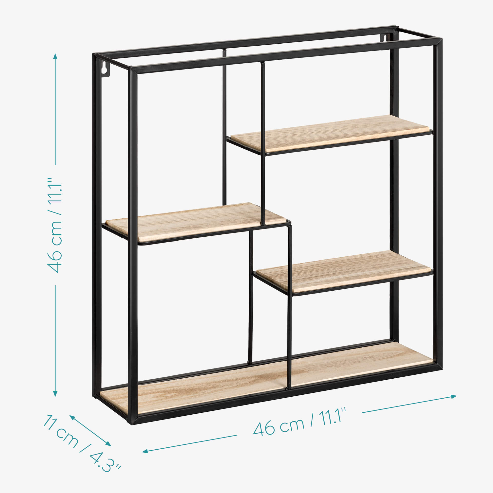 Navaris Ράφι Τοίχου - Square - 46 x 46 x 11 cm - Black - 54569.2