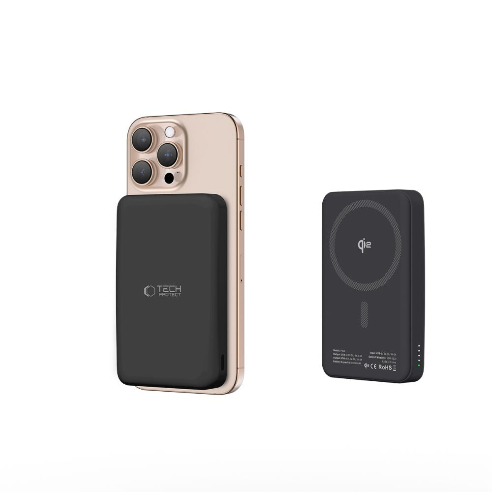 Tech-Protect PB24 Lifemag QI2 MagSafe PowerBank Μαγνητικό PowerBank Κινητού 10000 mAh - Black