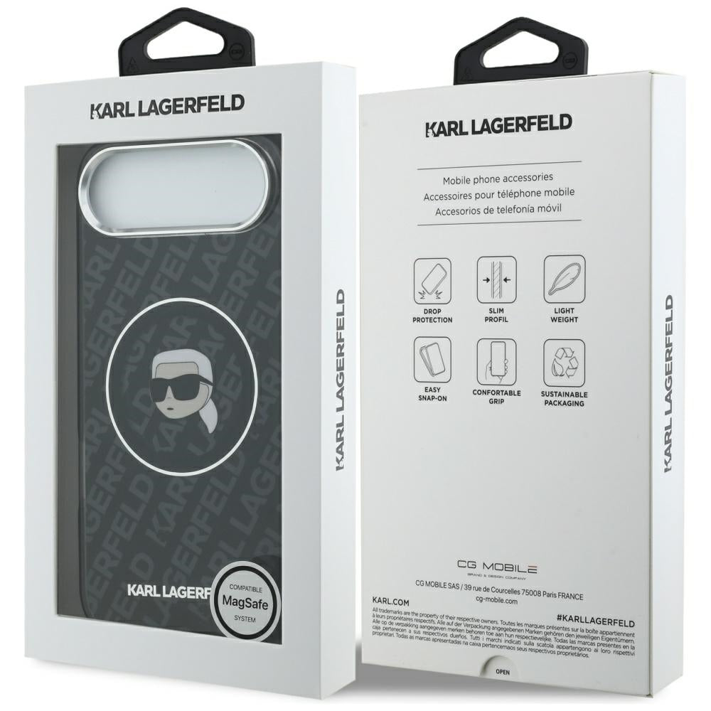 Karl Lagerfeld iPhone Air - IML Karl Head Logo MagSafe - Σκληρή Θήκη με Πλαίσιο Σιλικόνης - Black - KLHMP17MHMKBKHOK