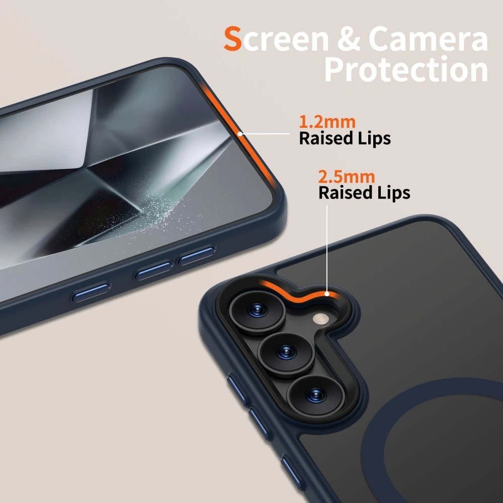 Tech-Protect Samsung Galaxy S25 MagMat Σκληρή Θήκη με Πλαίσιο Σιλικόνης και MagSafe - Matte Navy / Ημιδιάφανη