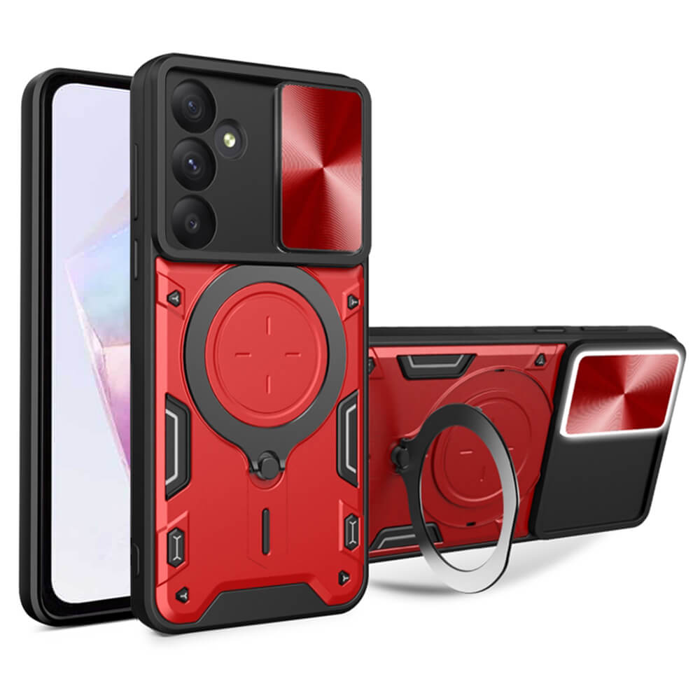 Techsuit Samsung Galaxy A36 5G - CamGuard Pro - Σκληρή Θήκη με Προστασία Καμερών και Δαχτυλίδι Συγκράτησης - Red