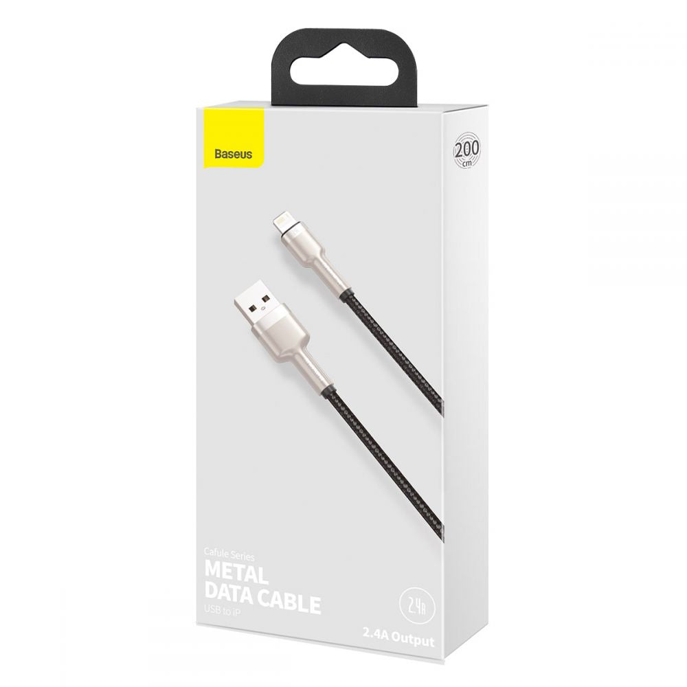 Baseus Cafule Metal Cable Lightning 2.4A - Καλώδιο Δεδομένων και Φόρτισης Lightning 2M - Black / Gold - CALJK-B01