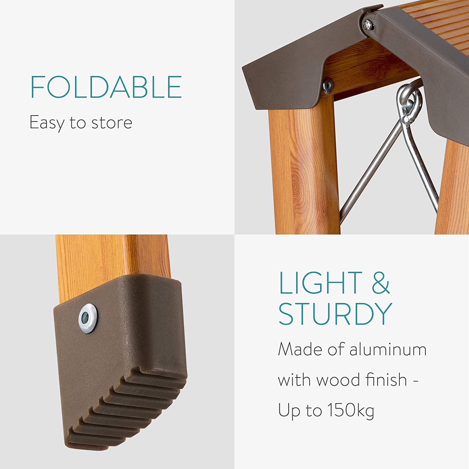 Navaris Σκάλα Αλουμινίου με 2 Σκαλοπάτια - Brown / Beige - 53301.01