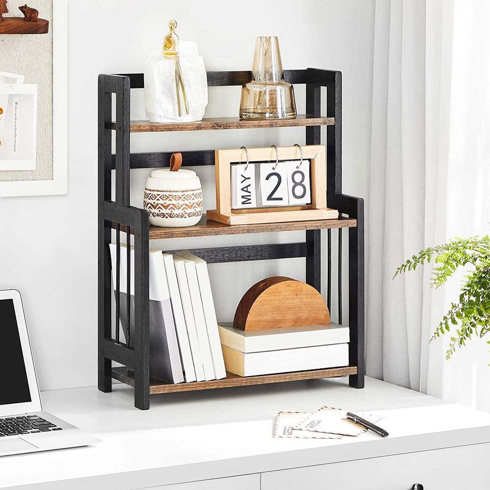Songmics Ράφι για τον Πάγκο 3 Επιπέδων - ‎Black / Vintage Brown - OFS047B01