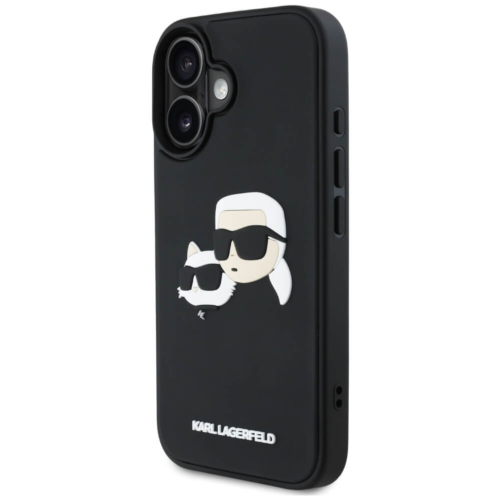 Karl Lagerfeld iPhone 16 - HC 3D Rubber Double Heads - Σκληρή Θήκη με Πλαίσιο Σιλικόνης - Black - KLHCP16SRBCKCHLK