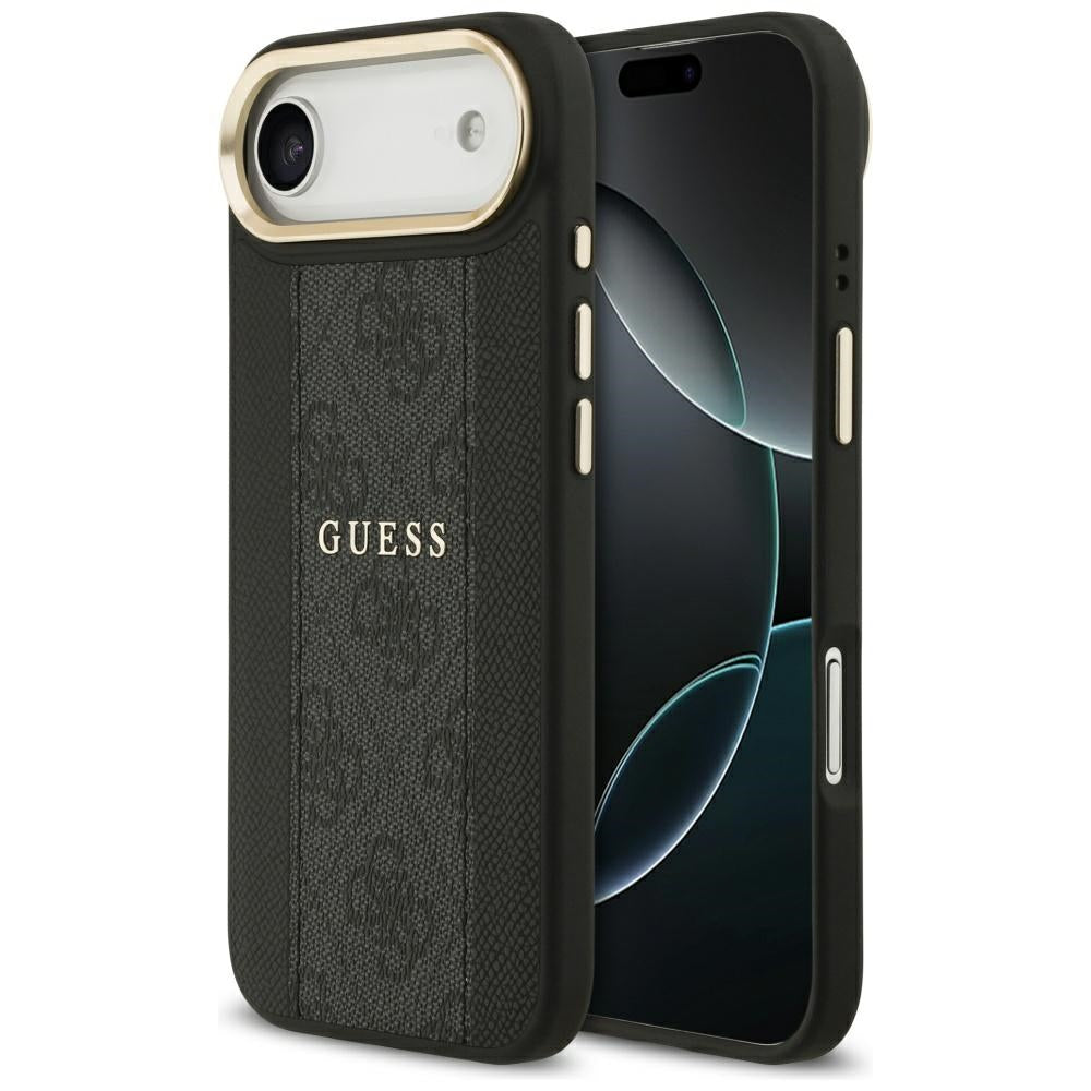 Guess iPhone Air - 4G Stripe MagSafe - Θήκη με Επένδυση Συνθετικού Δέρματος - Black - GUHMP17MPG4SEMCK